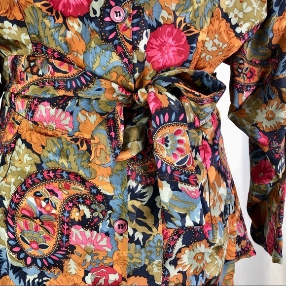 Vintage 1980s 80s Marvin Singer for Depeche Mode silk dress floral paisley 8/38 - Picture 8 of 12